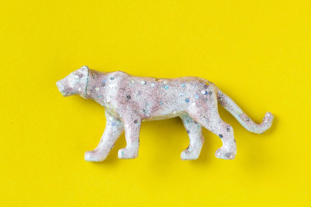 Aerial view of animal figurine toy tiger