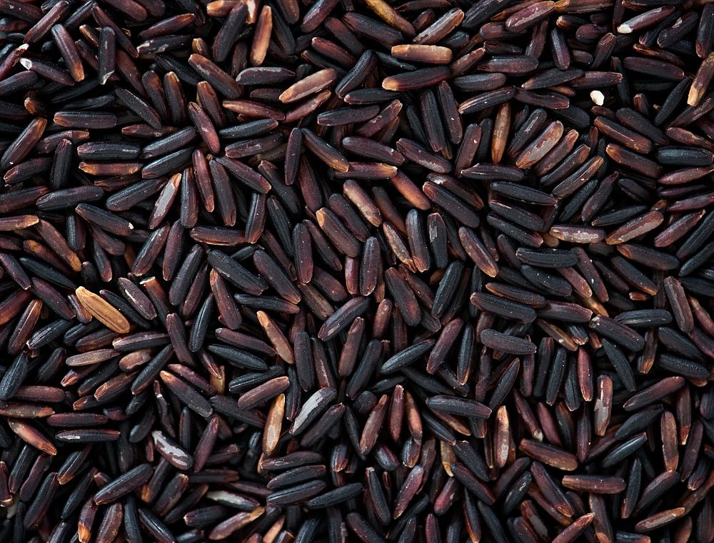 Closeup of black rice texture