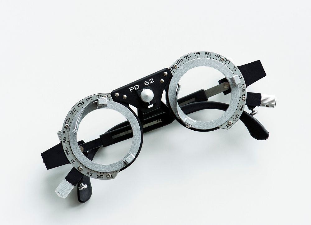 Closeup of eyeglasses measurement