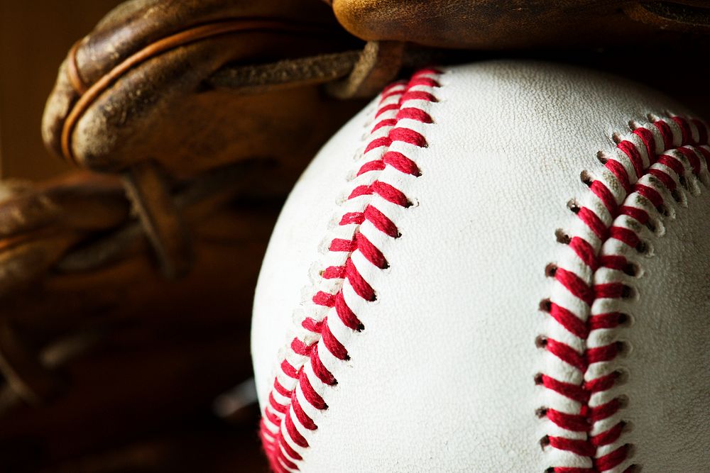 Closeup of baseball ball