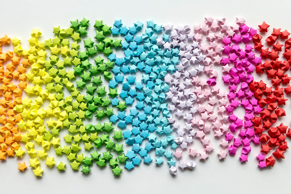Colorful origami stars background