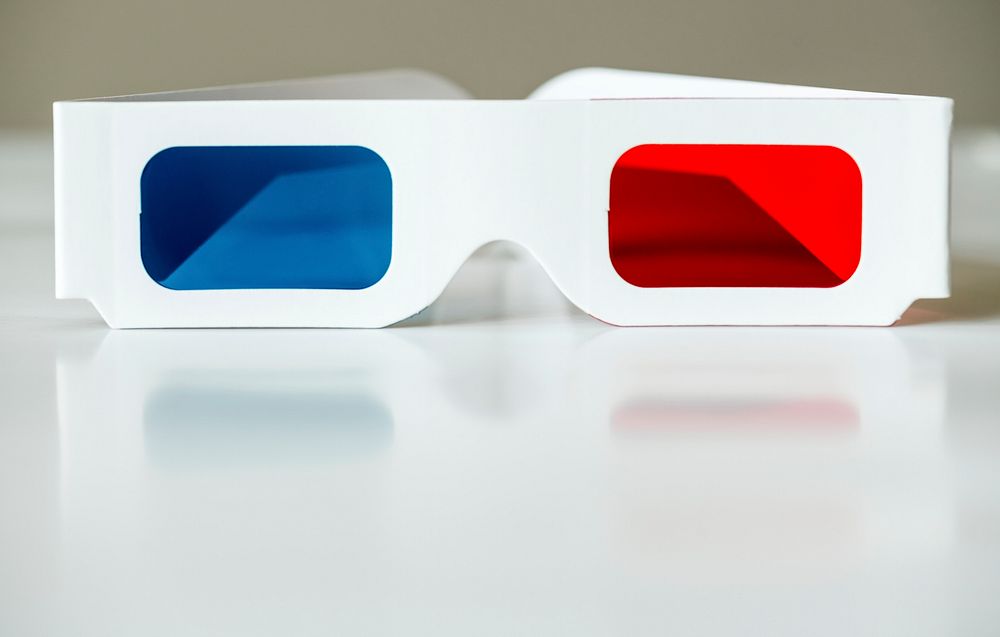Closeup of 3D glasses movies and entertainment concept