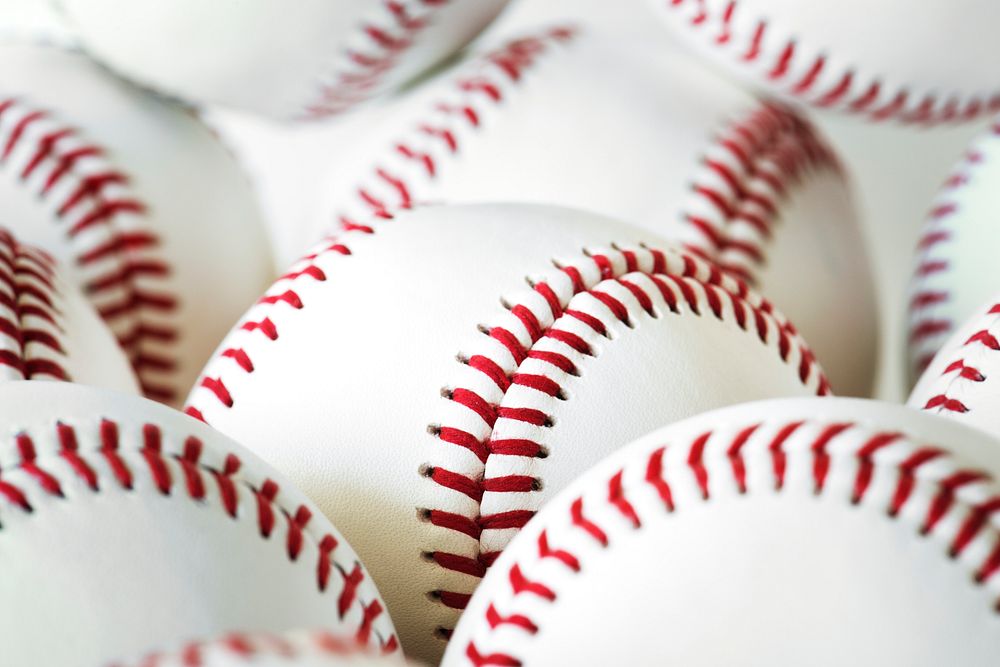 Closeup of baseball textured pattern