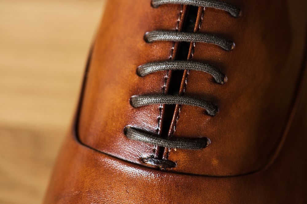 Closeup of leather shoe