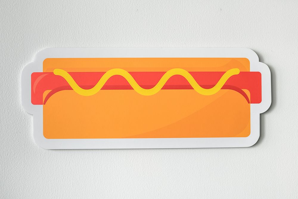 Icon of a hot dog with mustard