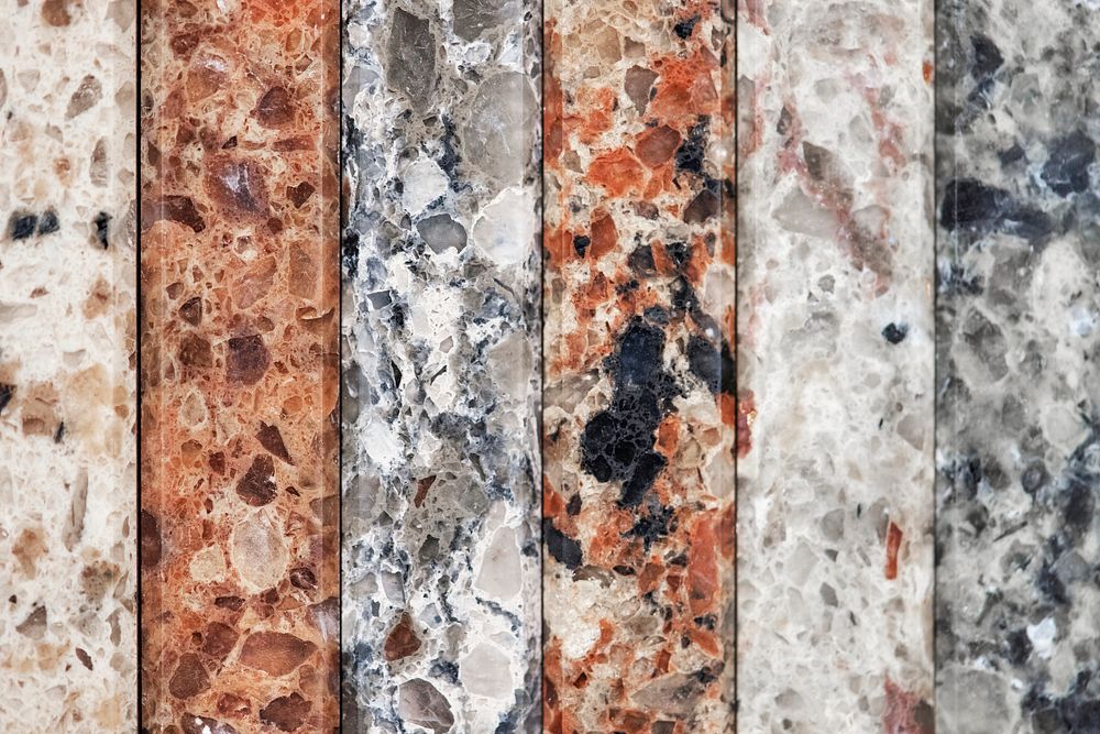 Colorful vertical slabs of marble