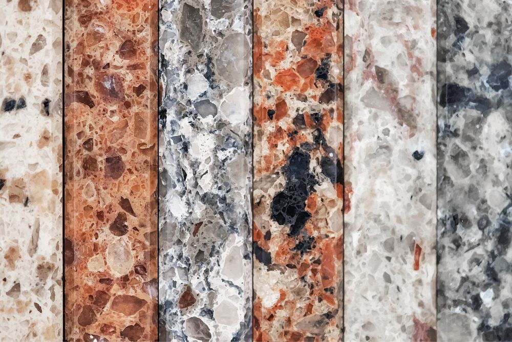 Colorful vertical slabs of marble