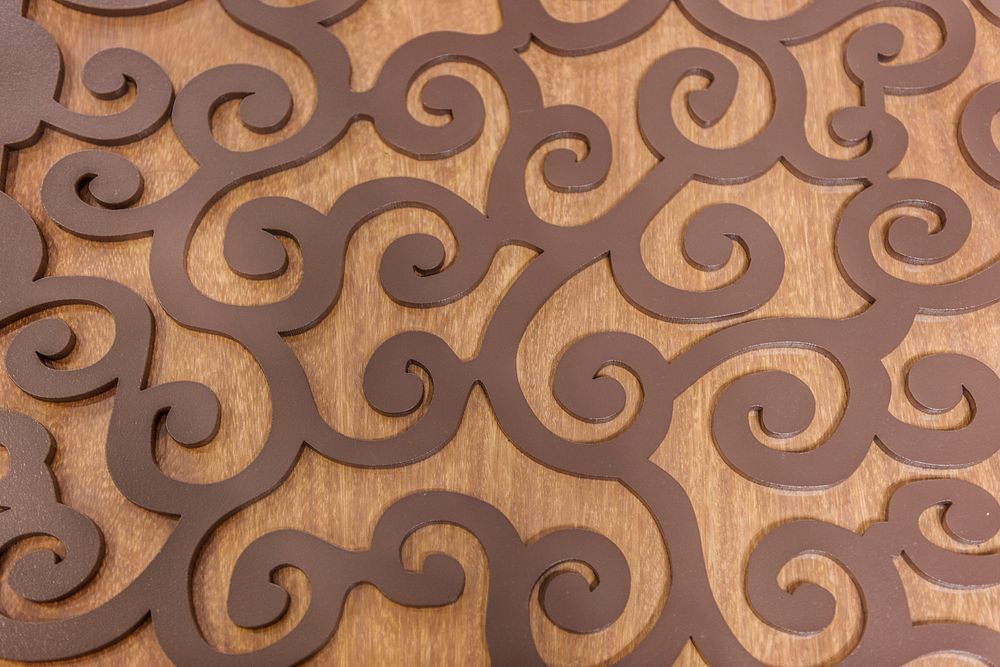 Wooden floral pattern on a wall