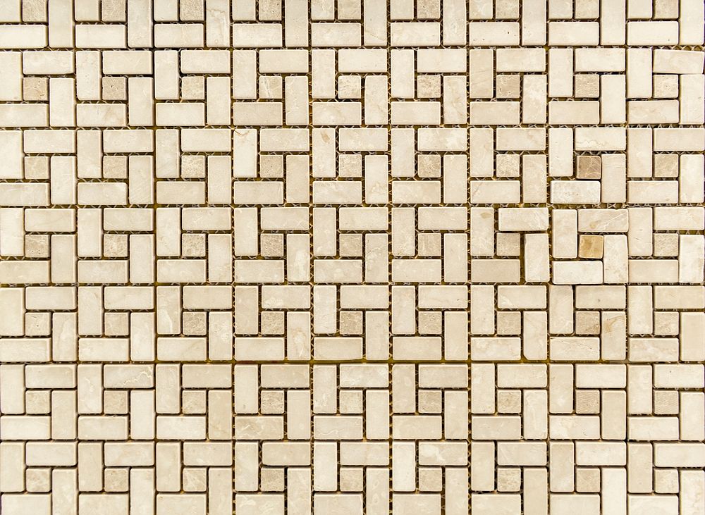 Classic beige mosaic tiles patterned wall