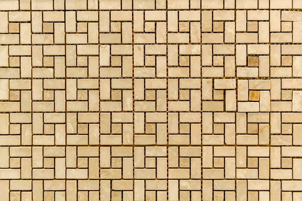 Classic beige mosaic tiles patterned wall vector