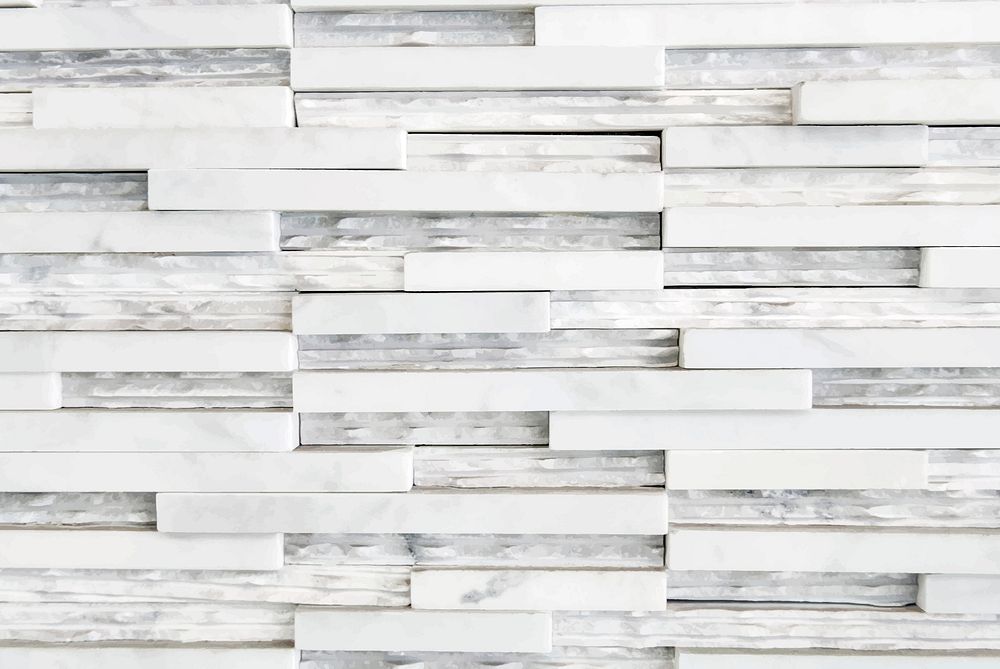 White marble brick wall textured wallpaper vector