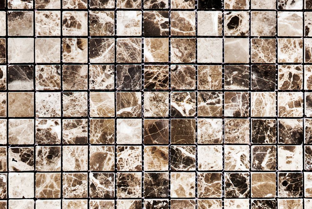 Brown and white grid pattern marble wall vector