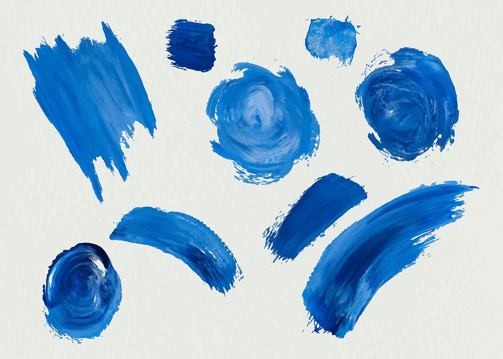 Blue acrylic brush strokes background vector