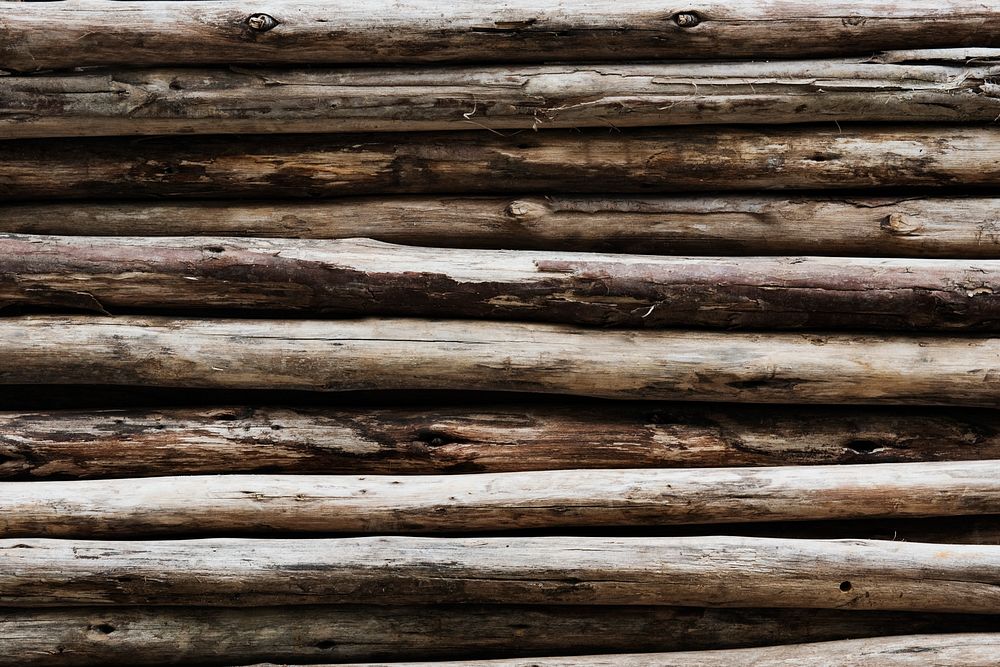 Beige wood logs textured background