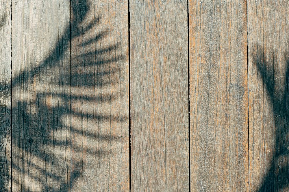 Leaf shadow on a wooden textured background
