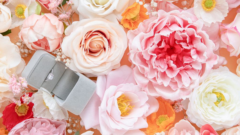 Flower desktop wallpaper background, with wedding ring