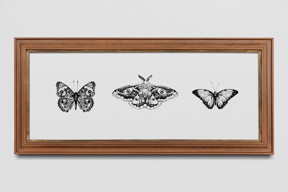 Wooden picture frame mockup illustration