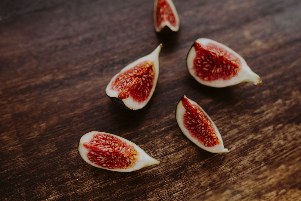 Fresh organic fig on a wooden table
