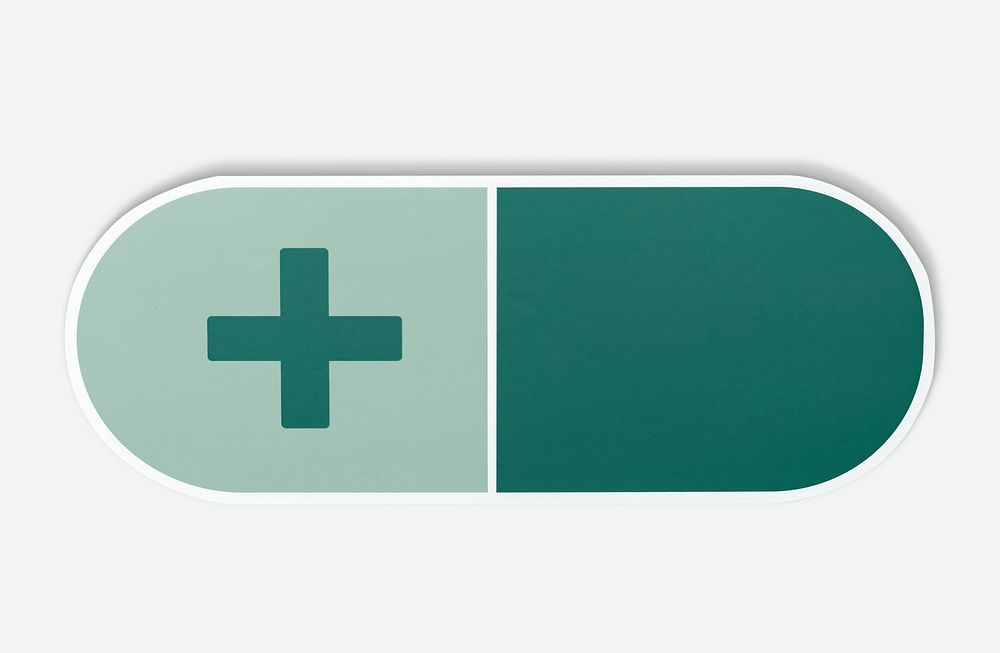 Medical pill with a plus sign illustration