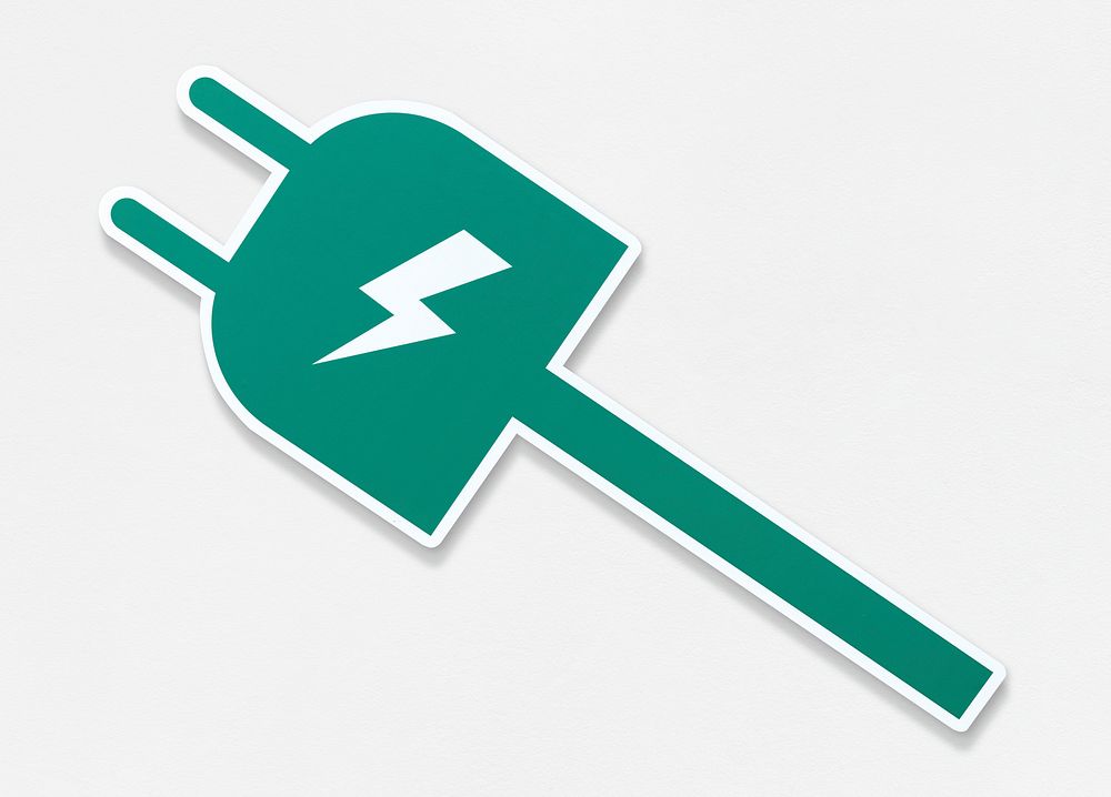 Electric plug icon on isolated