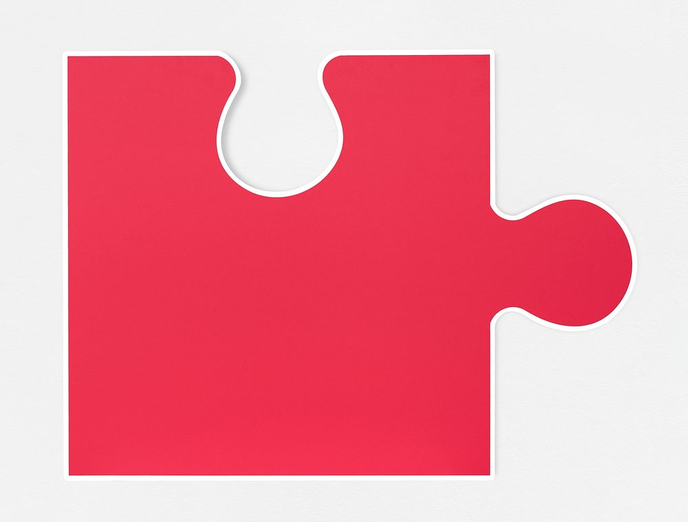 Single red jigsaw puzzle piece icon