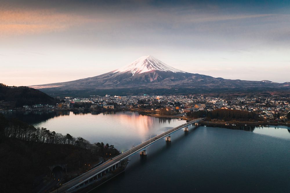 View of Mount Fuji and Lake Kawaguchi, Japan