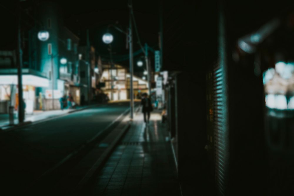 Night view of a street in Japan