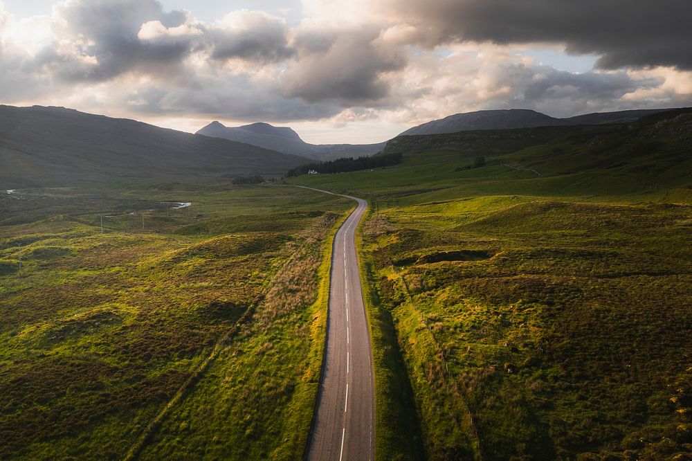 Scenic route during sunset in Scotland