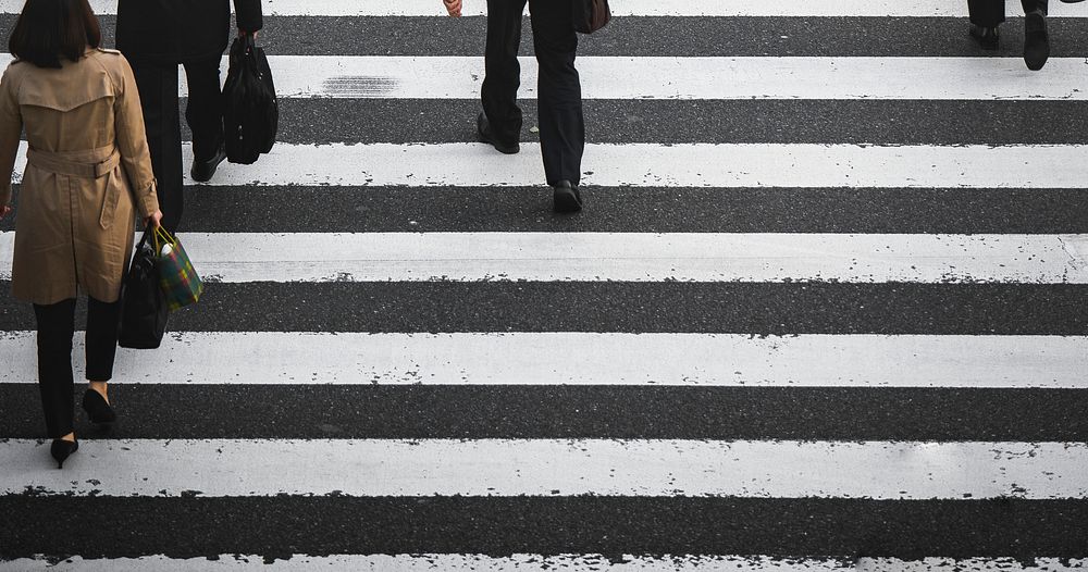 Pedestrian crossing a road in Tokyo, Japan