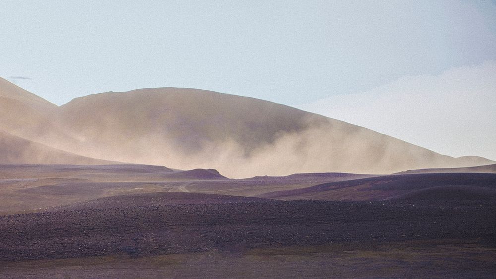 Road with a misty volcanic