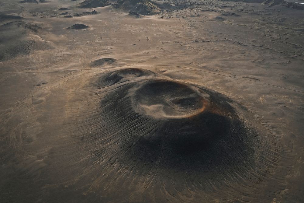 Volcano region in Iceland drone shot