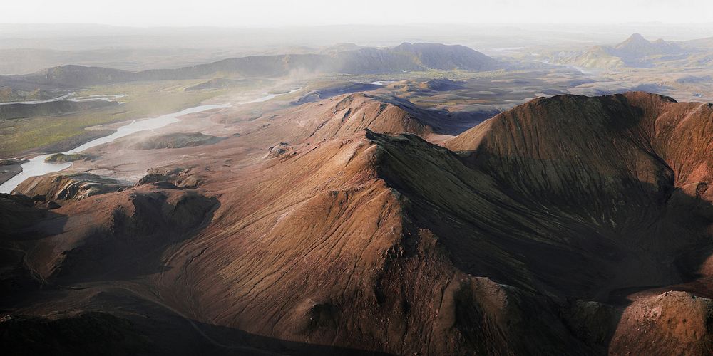 Aerial view of volcanic in Iceland