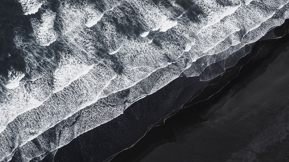Nature desktop wallpaper background, Icelandic black sand beach