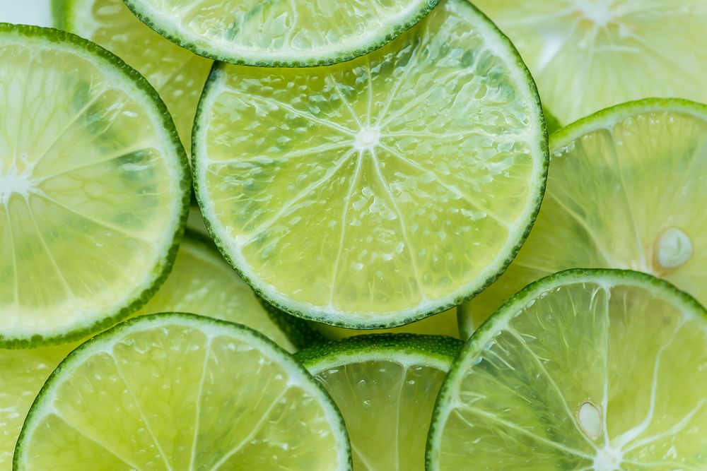 Slices of freshly cut lime