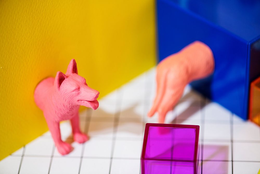 Colorful and bright miniature dog figures