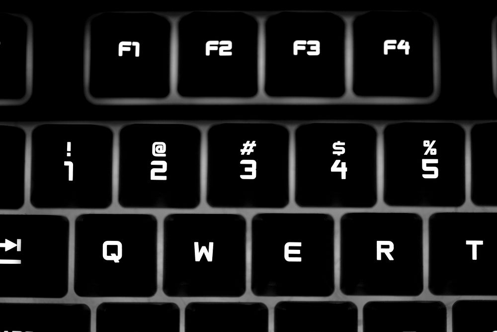 Closeup of a black computer keyboard