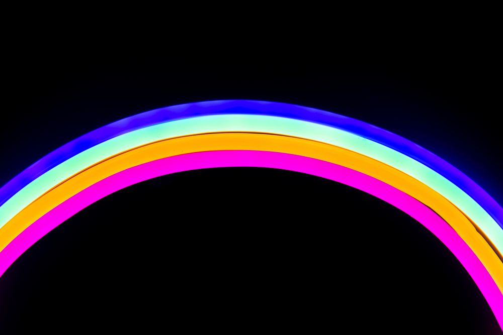 Colorful neon lights shaped as a rainbow