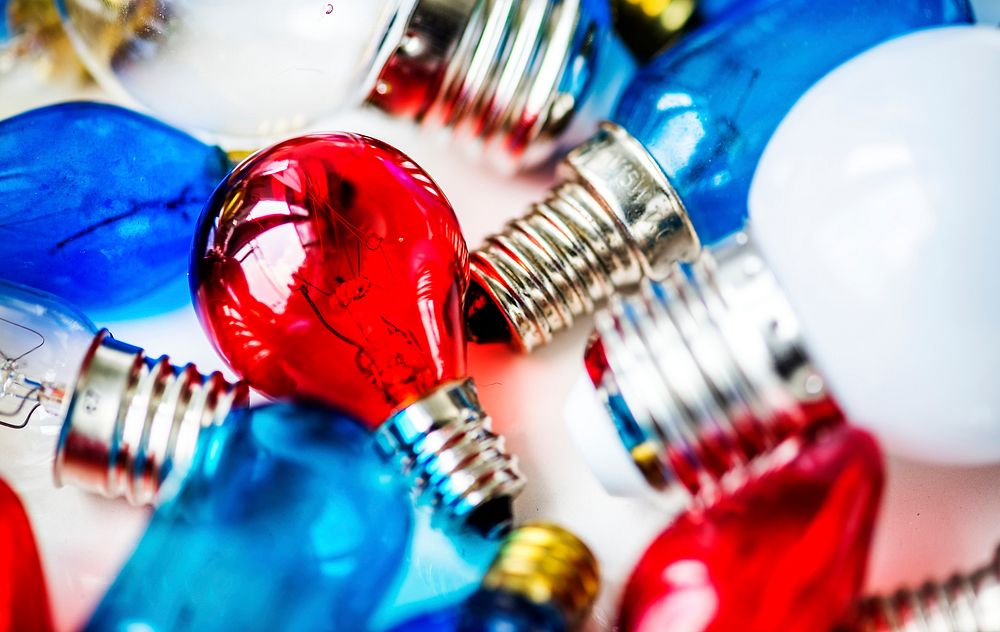 Collection of colorful light bulbs