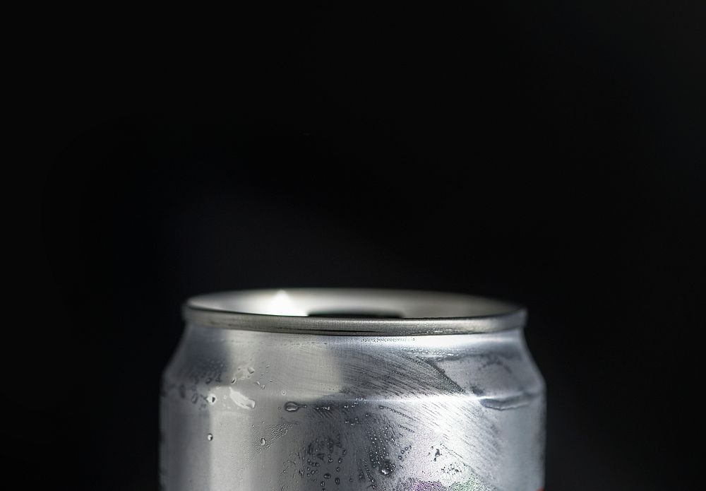 Chilled beverage can macro shot
