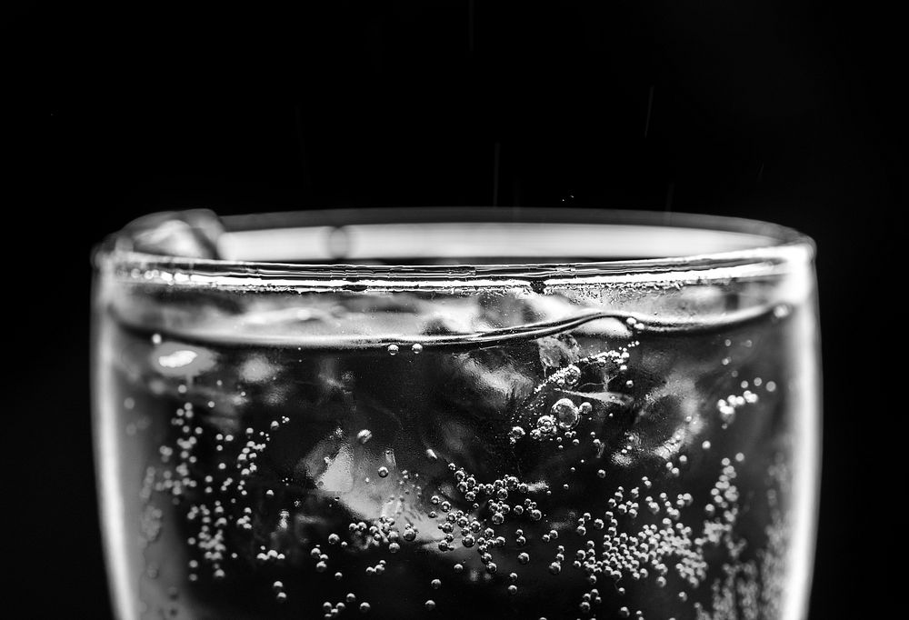 Soda with ice macro shot