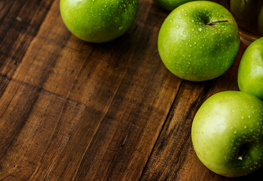 Closeup of fresh organic green apples