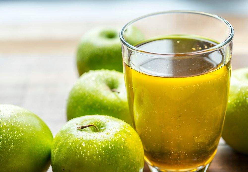 Fresh organic green apple juice