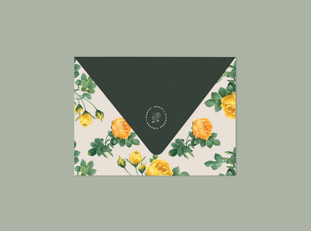 Floral invitation card envelope mockup