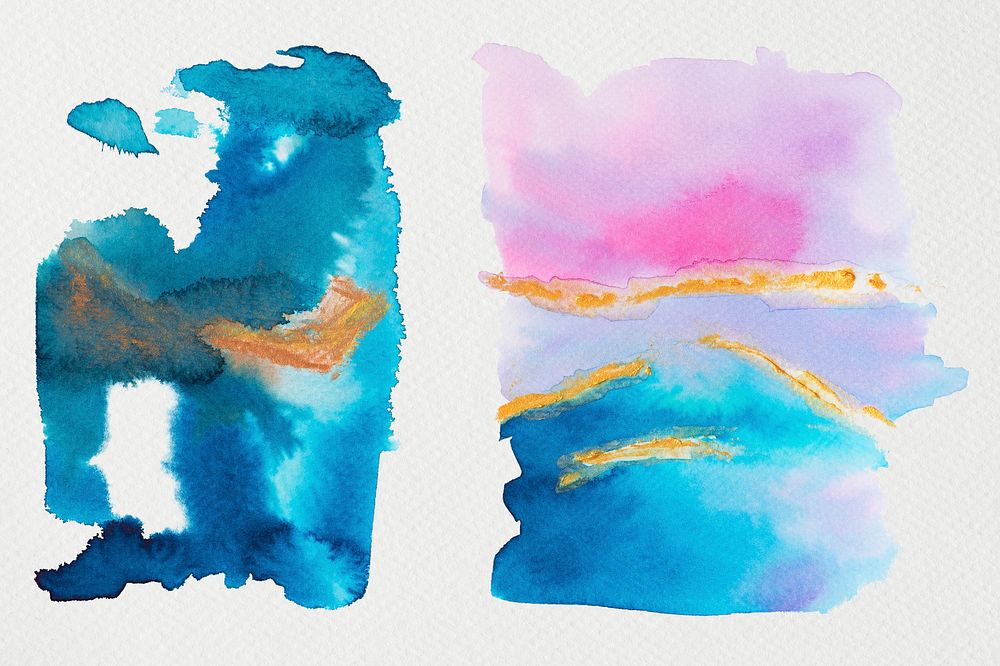 Colorful shimmering watercolor brush strokes illustration