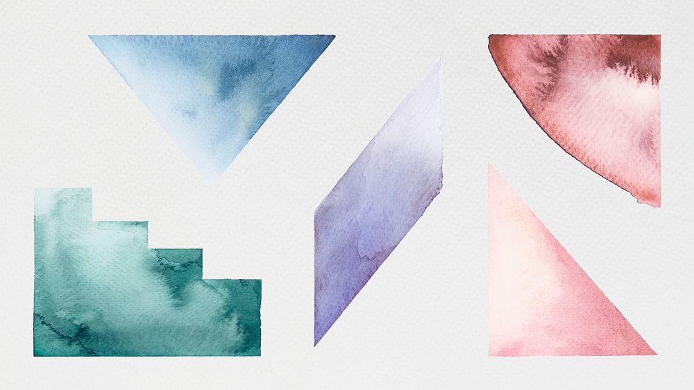 Colorful geometric watercolor hand painted illustration