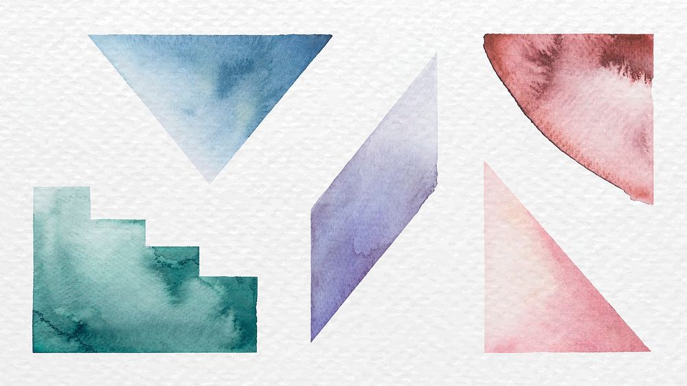 Colorful geometric watercolor hand painted vector