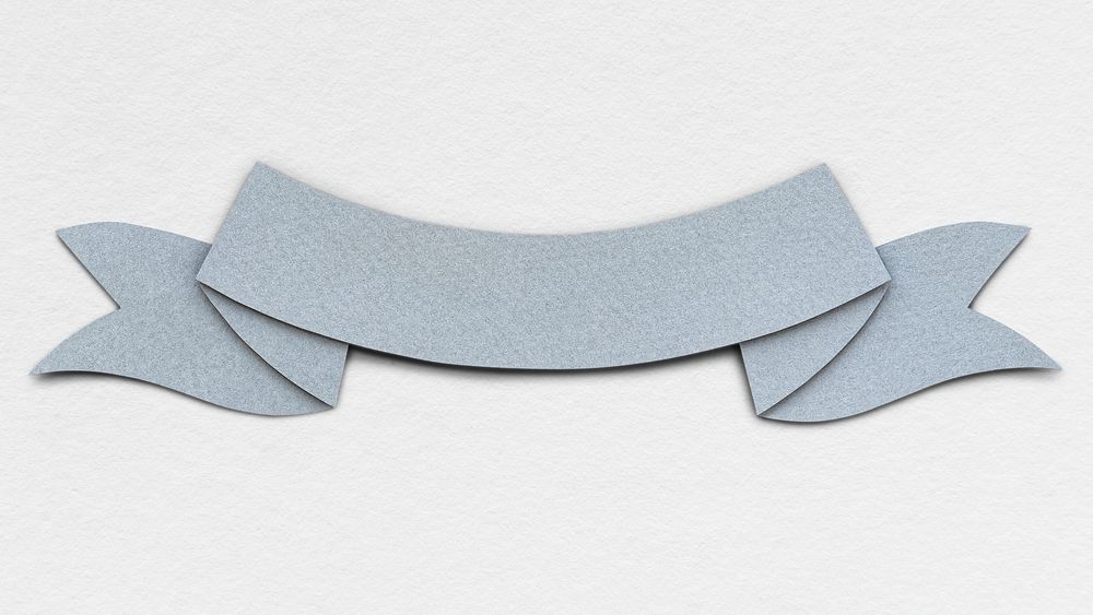 Gray ribbon paper craft banner mockup