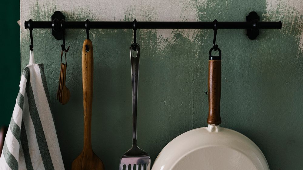 Kitchen tools hanged on the wall
