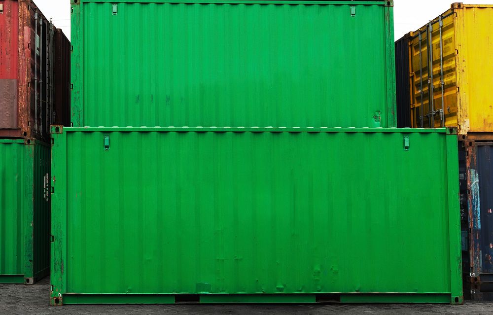 Stacked container boxes in green