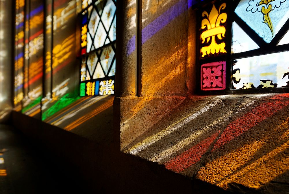 Sunbeams passing through church windows